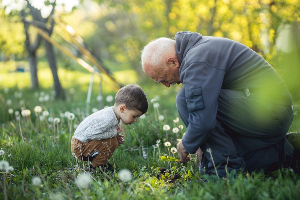 In the garden with the grandkids